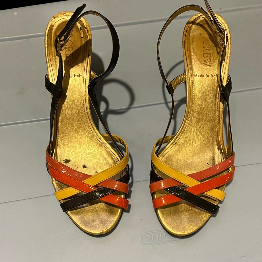 Jcrew patent block heeled sandals, size 9.5